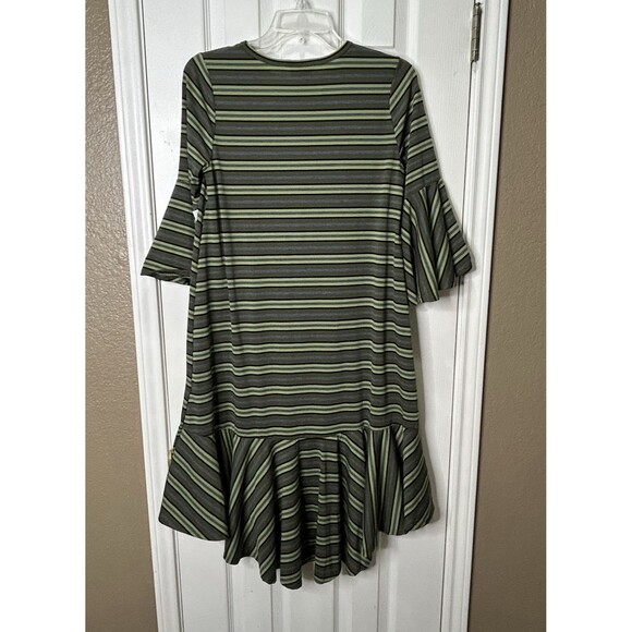 LulaRoe Women’s Striped Army Green Flare Sleeve Maurine Dress Size Small NEW - Picture 7 of 13
